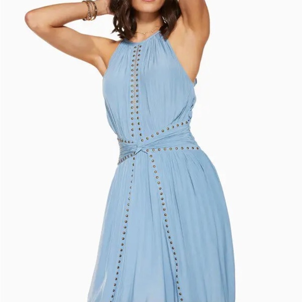 Ramy Brook Mel High Neck Midi Dress Blue size Small - Picture 4 of 12